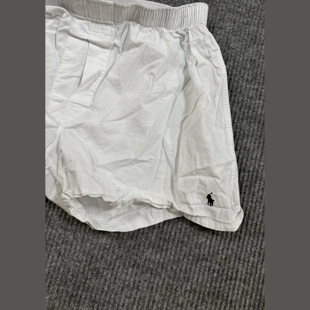 Polo Ralph Lauren Mens Classic Fit Boxer Shorts White Cotton Size L Logo